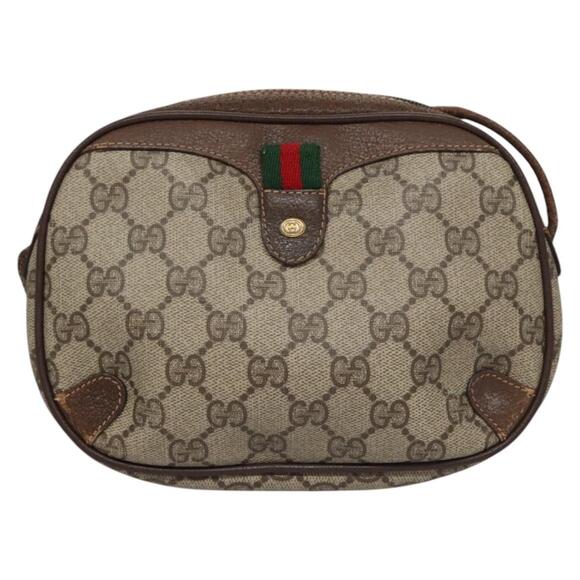 GUCCI GG Supreme Web Sherry Line Shoulder Bag Pvc Beige Red - Picture 2 of 16